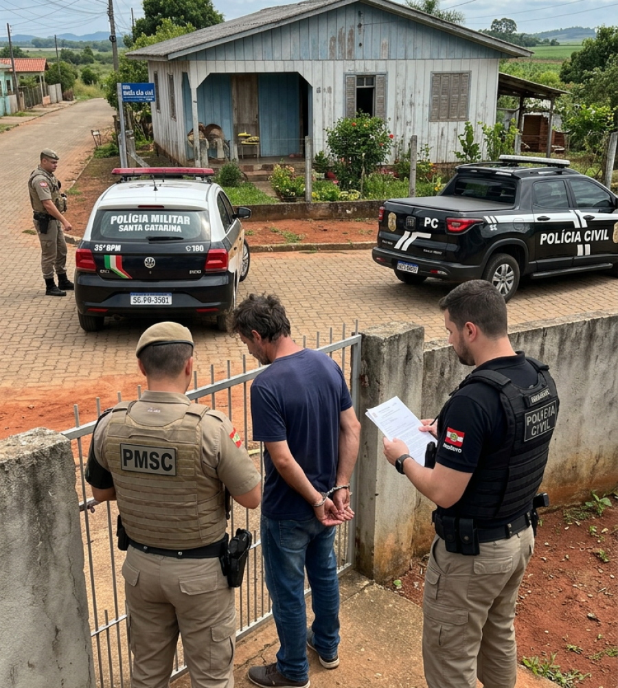 Polícia Militar e Civil cumprem mandado de prisão contra suspeito de furtos em São Ludgero