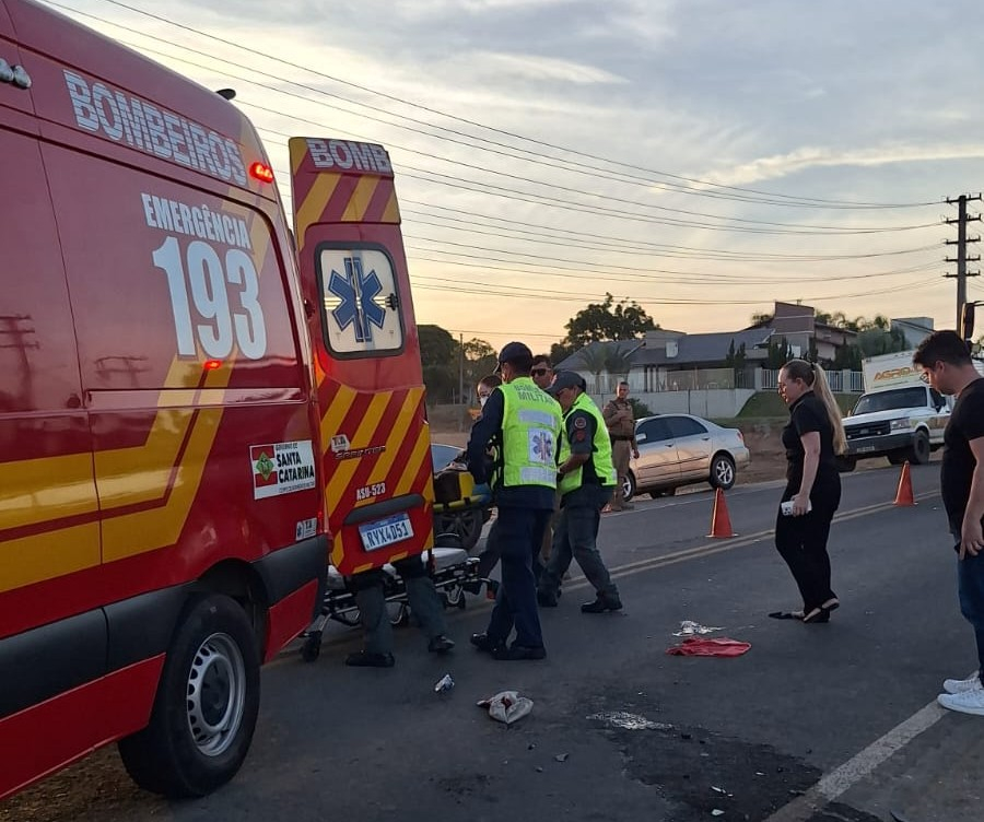 Acidente na Rodovia SC 108 deixa motociclista ferido em Braço do Norte