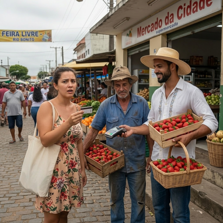 Mulher cai em golpe do cartão após comprar morangos e suspeitos fogem durante ação da PM em Braço do Norte