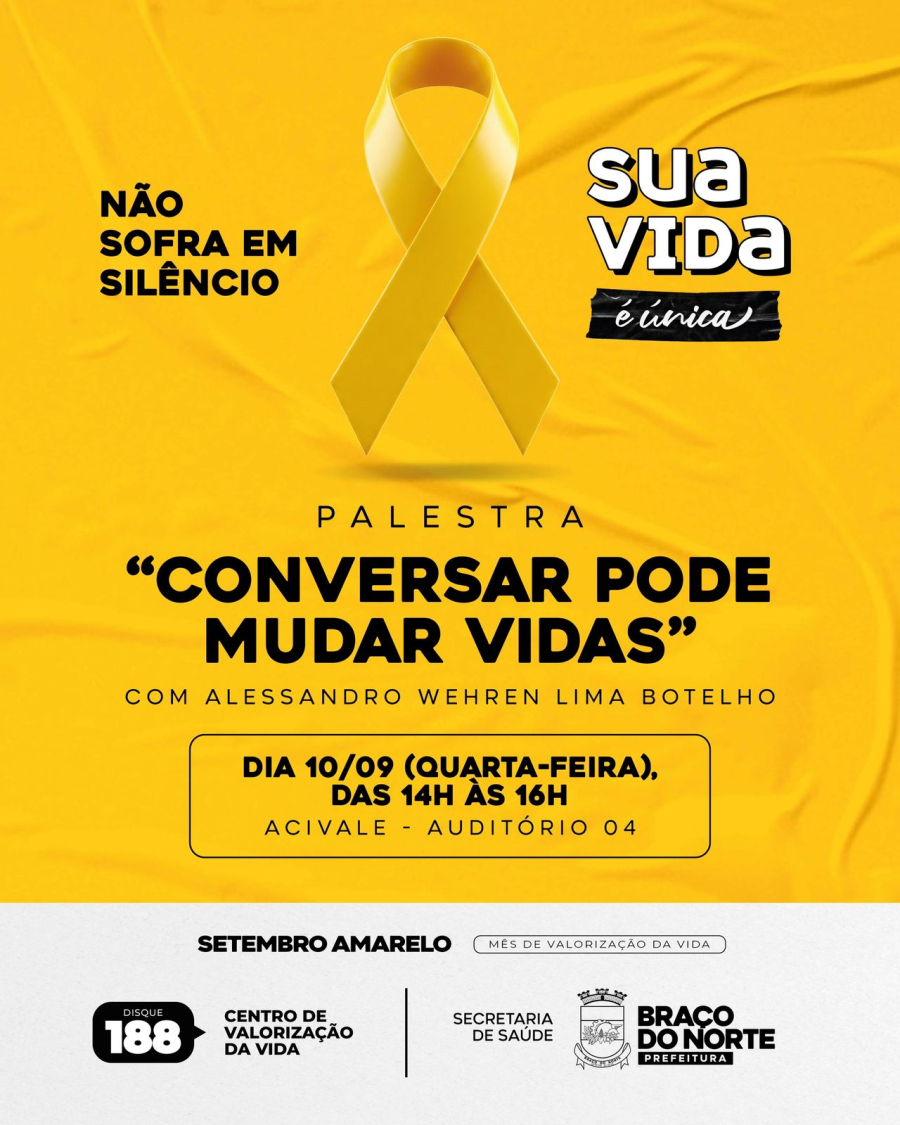 Braço do Norte promove palestra no Setembro Amarelo: “Conversar pode mudar vidas”